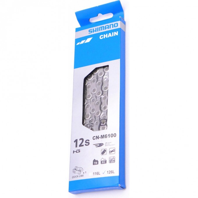 Цепь SHIMANO DEORE, M6100, 12 скоростей, 138 звеньев, с замком ICNM6100138Q
