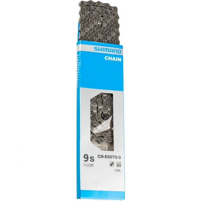 Цепь SHIMANO E6070, для 9 скоростей сзади/1 скорость спереди, 126 звеньев, с ампульным пином 1шт. ICNE60709126I