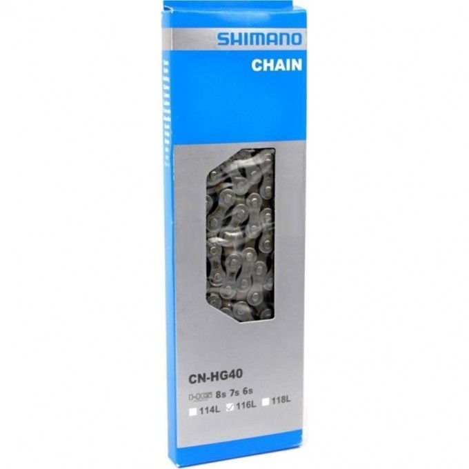 Цепь SHIMANO HG40, 6/7/8 скоростей, 116 звеньев, замок UG51 ECNHG40116Q Цепь SHIMANO HG40, 6/7/8 скоростей, 116 звеньев, замок UG51 ECNHG40116Q