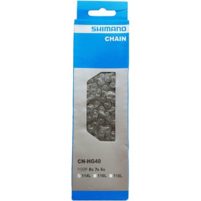 Цепь SHIMANO HG40, 6/7/8СК, 116 ЗВ., АМП.ПИН (1ШТ) ECNHG40116I Цепь SHIMANO HG40, 6/7/8СК, 116 ЗВ., АМП.ПИН (1ШТ) ECNHG40116I