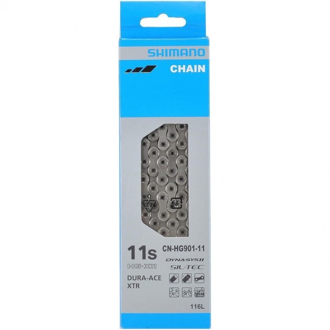 Цепь SHIMANO HG901, 11 скоростей, 116 звеньев, замок цепи SM-CN900-11 (1ШТ), ROAD/MTB/E-BIKE совместимость ICNHG90111116Q Цепь SHIMANO HG901, 11 скоростей, 116 звеньев, замок цепи SM-CN900-11 (1ШТ), ROAD/MTB/E-BIKE совместимость ICNHG90111116Q
