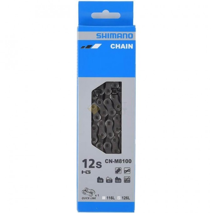 Цепь SHIMANO XT, M8100, 11/12 скоростей, 126 звеньями, с замком ICNM8100126Q Цепь SHIMANO XT, M8100, 11/12 скоростей, 126 звеньями, с замком ICNM8100126Q
